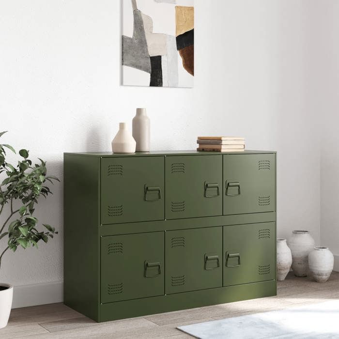 VidaXL Olive Green Buffet 99x39x73 Cm Steel, Cabinet, Cupboard, Highboard, Sideboard, Storage Cabinet, 841797