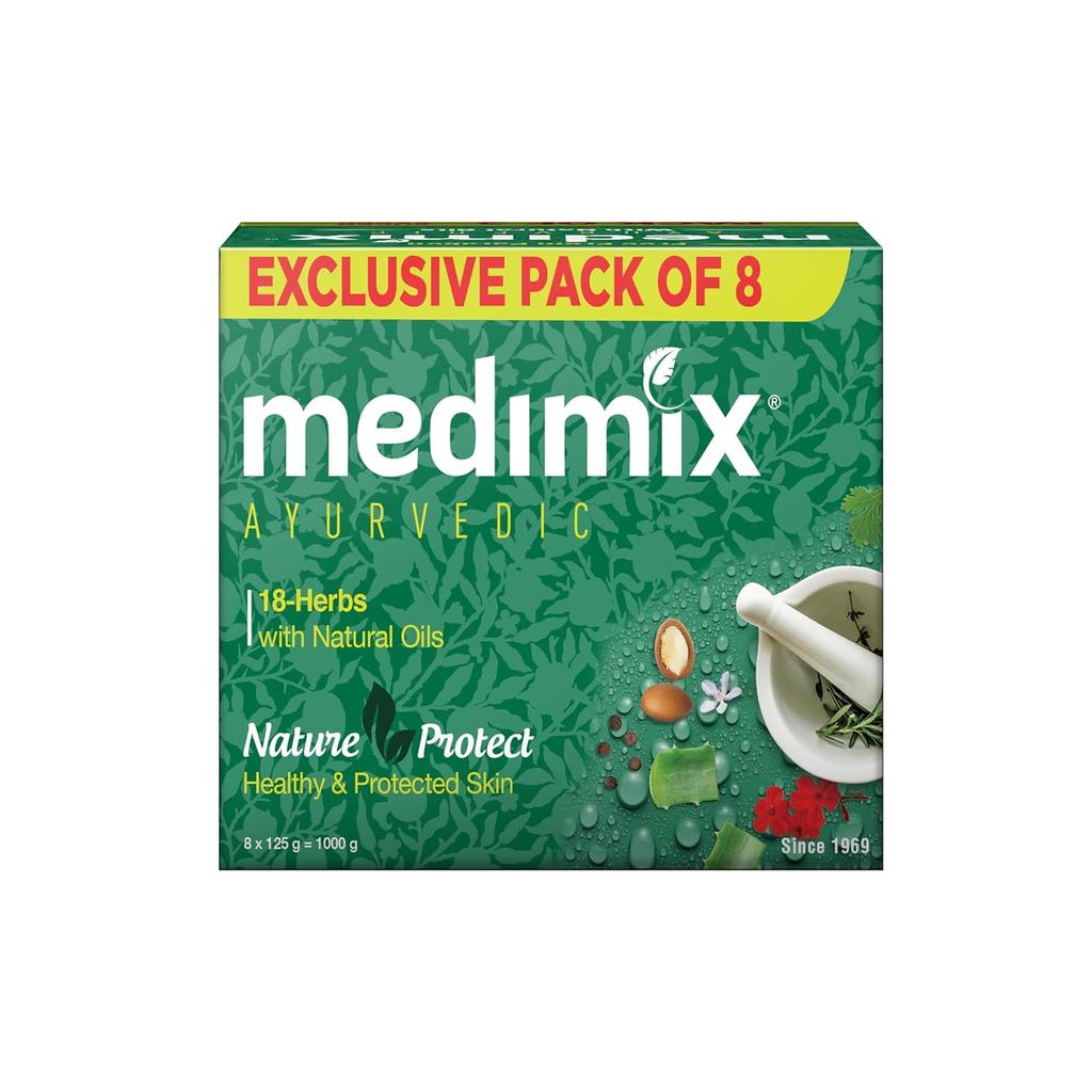 Medimix Ayurvedic Classic 18 Herbs Soap 125g X 8 Soap | Gentle Cleansing Bar For Healthy Skin Protection & Natural Daily Bathing Ritual