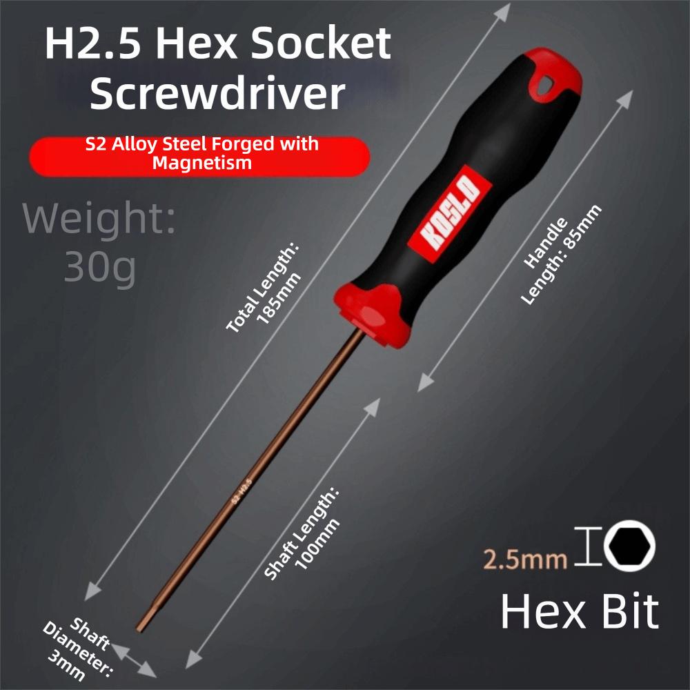 

New Internal Hex Hexagonal Screwdriver Extended Length H2.5/4mm Hexagonal Wrench Straight Shank Hand Tool