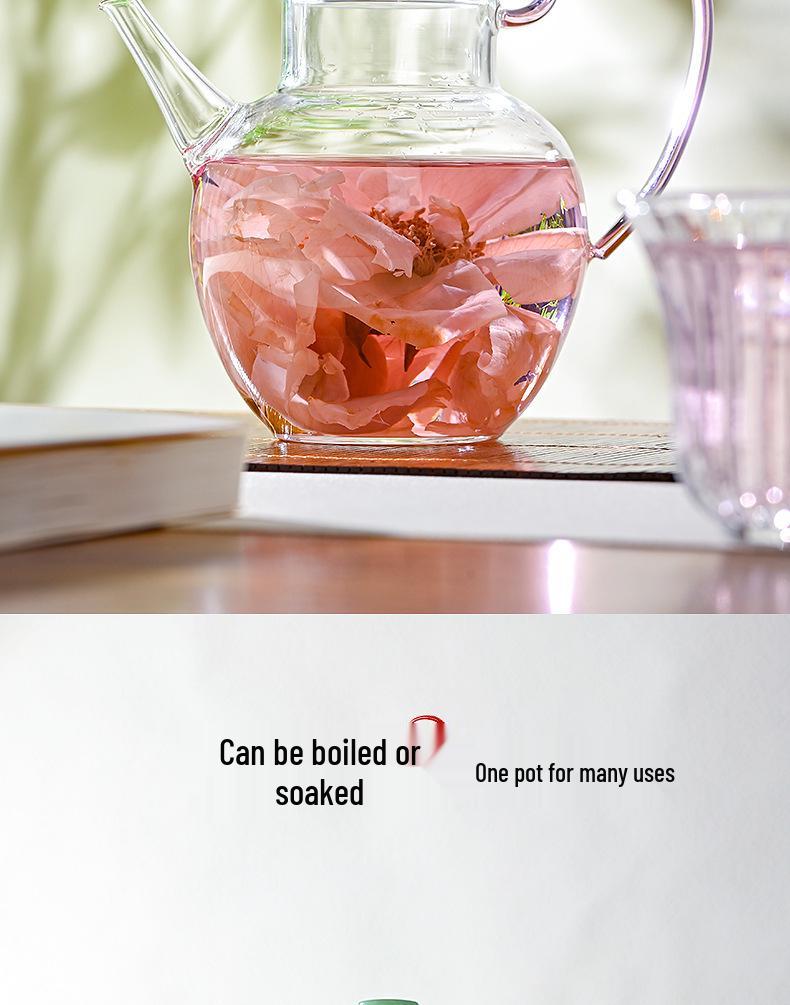 Glass Teapot with Heat-Resistant Handle, Tea Separation Set, Small Hand-Held Brewing Pot