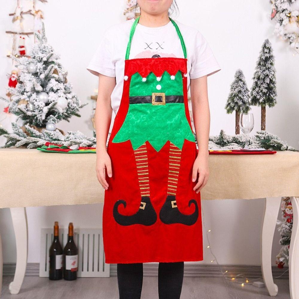 Cartoon Santa Claus Apron Velvet Kitchen Cooking Apron Gift Christmas Aprons  Festive