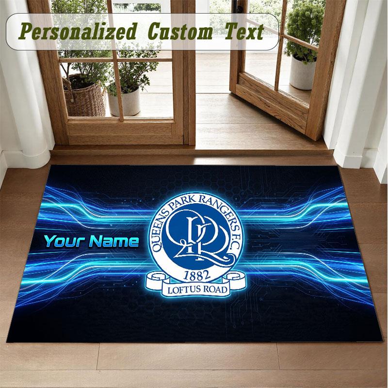 Crystal Velvet Square Rug Custom NameQueens Park Rangers Pattern Non Slip Home Floor Decor Rug