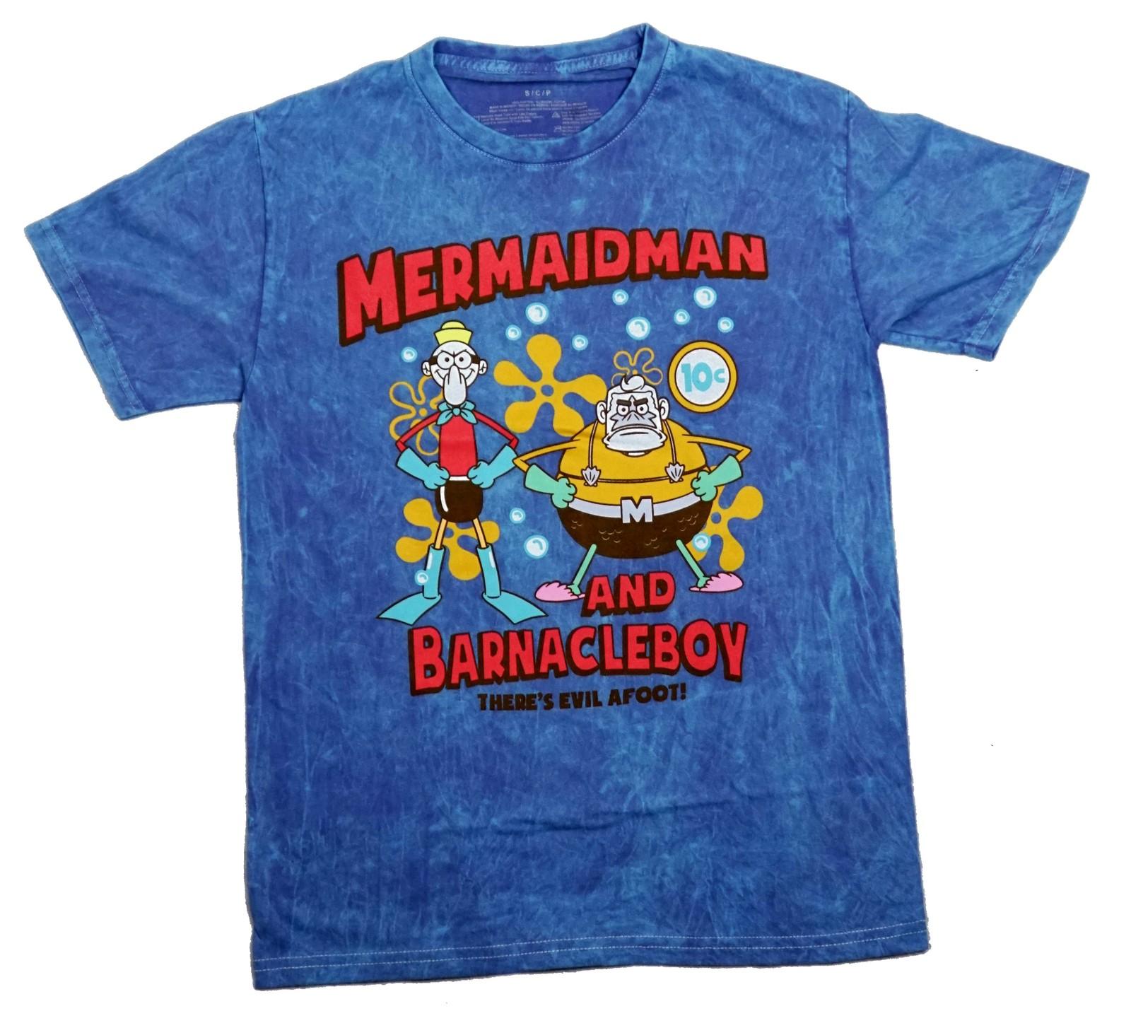 Spongebob Squarepants New Adult T-Shirt -Mermaidman & BarnacleBoy Evil Afoot L