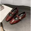 Fashion Women Mary Jane Flat Shoes Fashion Shallow Slip On Shoes Ladies Pumps Soft Sole Comfort Office Occupations Leather Shoes