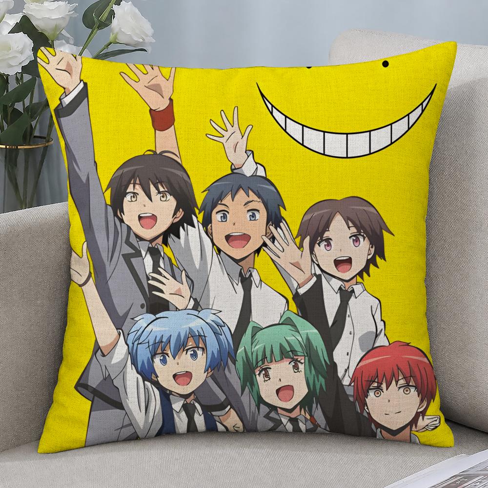 Anime Assassination Classroom Cushion Cover Cushion Covers Natural Linen Breathable Sofa Bedroom Decor Pillowcase