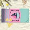 Sailboat with blue stripes pattern polyester microfiber beach towel is highly absorbent, suitable for swimming and beach outings