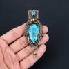 Turquoise Gemstone Pure Copper Wire Wrapped Handmade Pendant Jewelry For Her