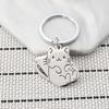 Pillow Cat Stainless Steel Keychain Cute Cartoon Kitten Design Fashion Keyring Practical Daily Backpack Pendant