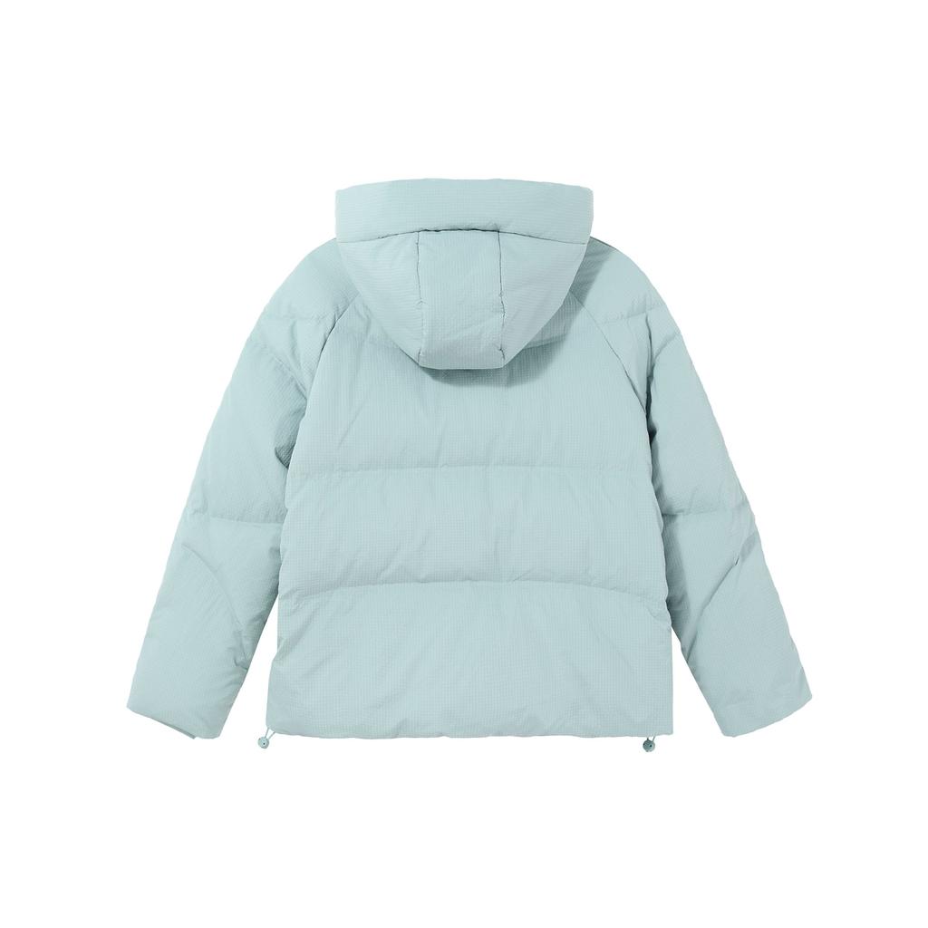 Anta Solid Color Zipper Hooded Down Jacket Women Outerwear Crab-Shell-Green 162348901-4