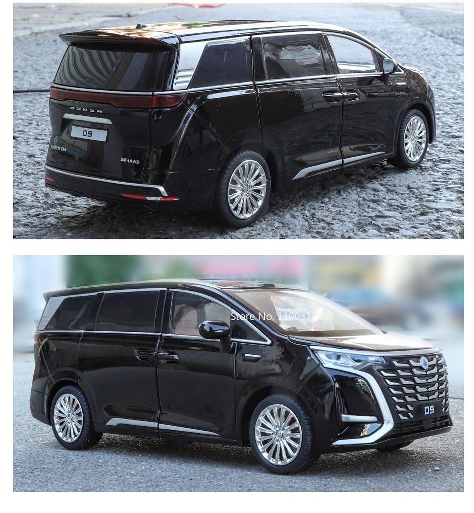 1:24 Denza D9 LM300H Toy Cars Miniature Model Pull Back Light Music Miniature MPV Rubber Tires Vehicle for Boys Educational Toys
