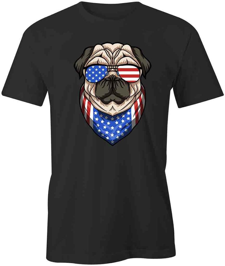 PUG AMERICAN FLAG TShirt Tee Short-Sleeved Cotton CLOTHING PATRIOTIC S1BCA35