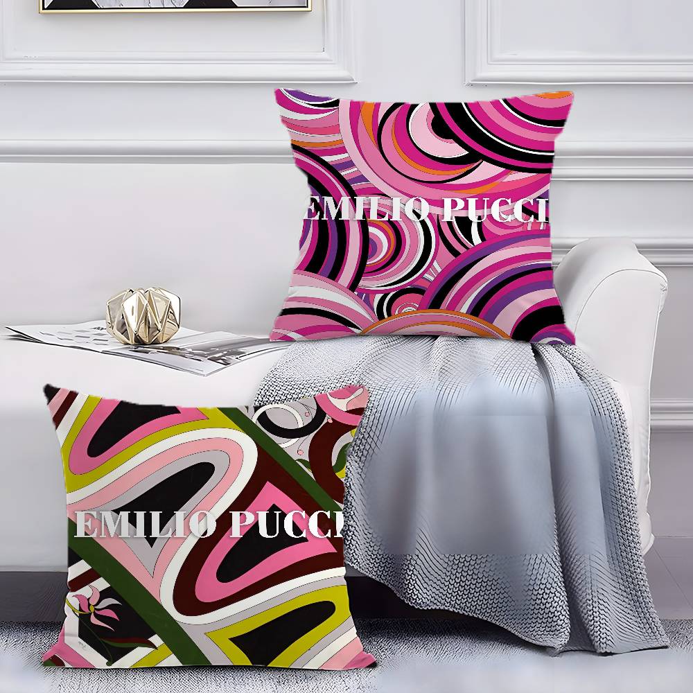 Prince Of Prints EEmilio Pucci-Famous Pillow Case Anti-dustmite Pillowcase Invisible Zipper Silky Short Plush Sofa Cushion Cover