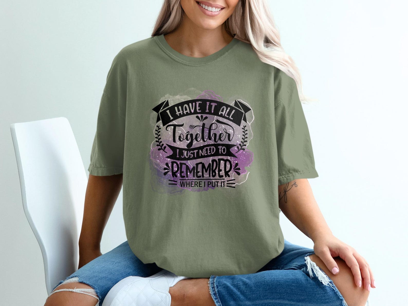 I Have It All Together T-Shirt | Funny Mom Life Watercolor Tee S