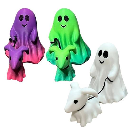 Halloween Ghost Walking Dog Statue Spooky for Halloween Home Tabletop Ghost Dog Figurine Garden Decor