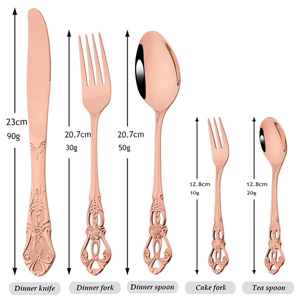 20Pcs Gold Dinnerware Set Food Grade Stainless Steel Cutlery Set Dinner Knife Fork Spoon Royal Silverware Mirror Flatware Set