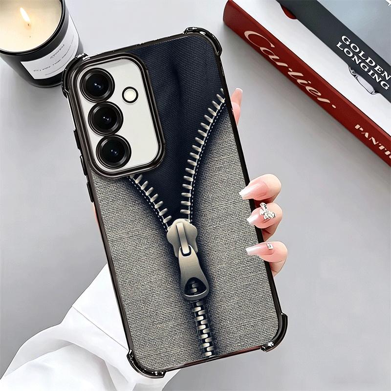 Retro Zipper Jeans Pattern Soft Phone Case For Samsung A17 A27 A07 A37 A57 A16 A56 A15 A55 A14 A54 A13 A53 A26 A36 A25 A35 A24 A