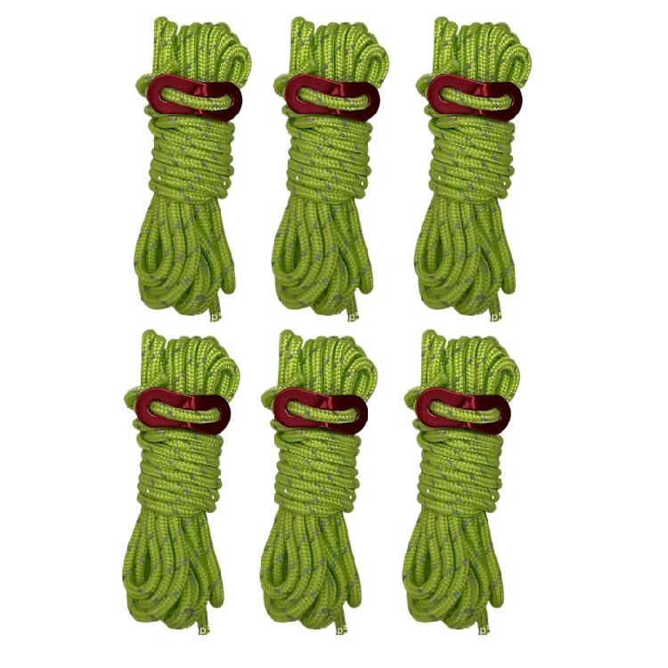 Кемпинговая веревка Направляющая веревка для кемпинга на открытом воздухе, пешего туризма, тента, брезента, палаток 4 мм Оттяжка для палатки Отражающая оттяжка для палатки флуоресцентный зеленый