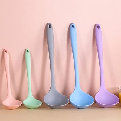 1pc Long Handle Silicone Soup Spoon Ramen Noodles Tablespoons Hot Pot Porridge Ladle Kawaii Japanese Kitchen Utensils