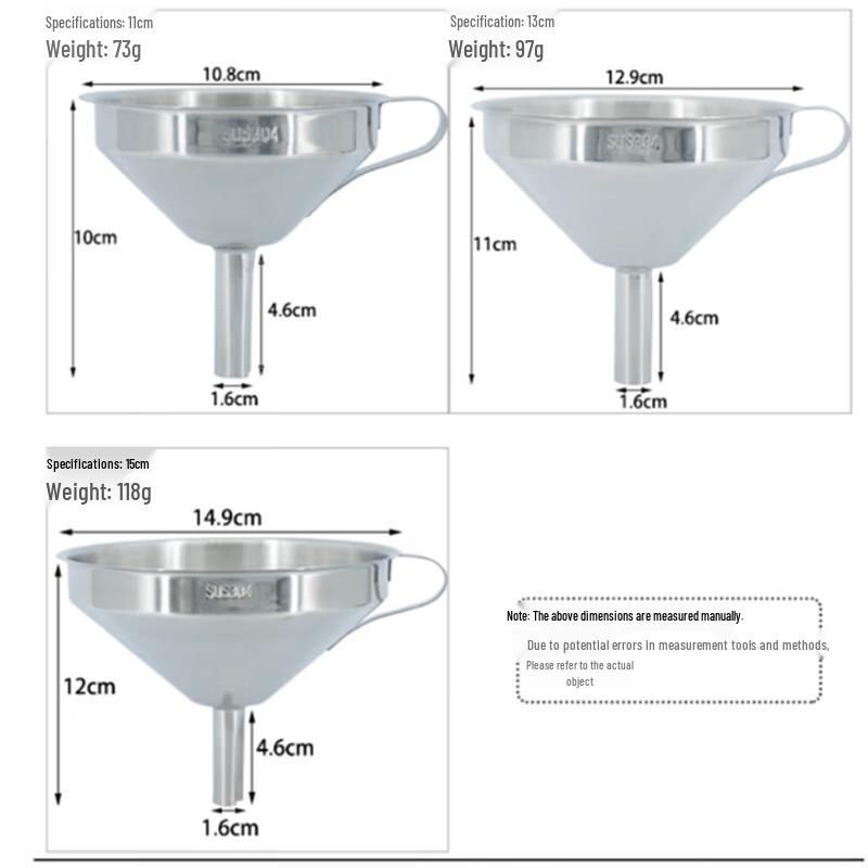Bingyu 304 Stainless Steel Conical Funnel