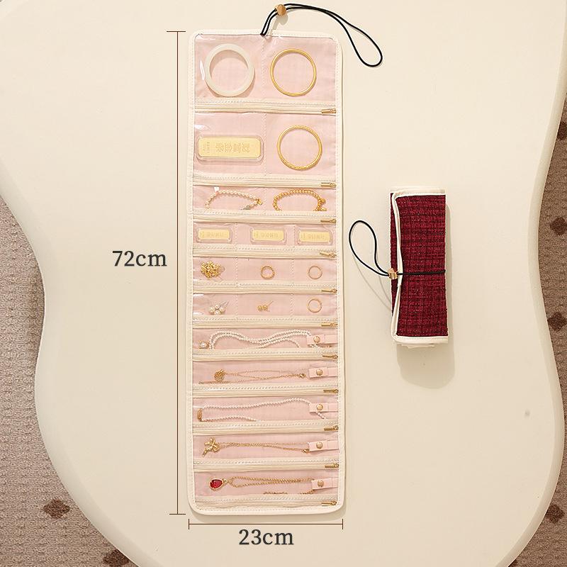 20 Grids Foldable Fashion Portable Jewelry Bag Large Women'S Travel Jewelry Roll Necklace Earring Ring Jewellery Display Storage