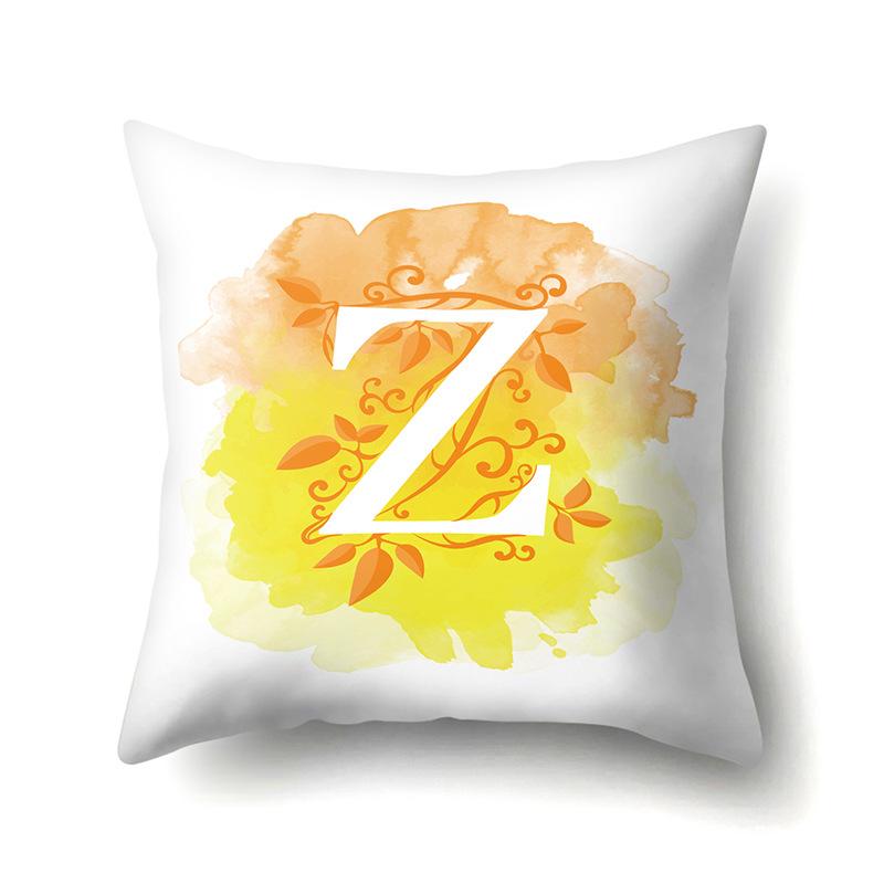 

Polyester Pillow Case Home Car Decoration Print Watercolor Vine 26 English Letter Cushion Cover No pillow core