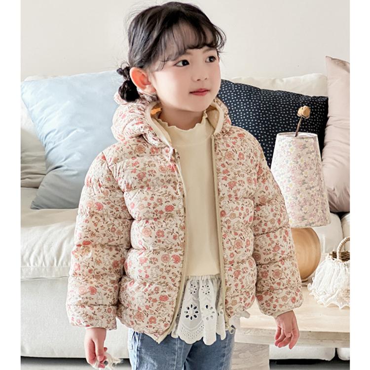 Korean Style Winter Baby Girl Thickened Short Cotton-padded Jacket Girls' Warm Cotton-padded Clothes Children's Autumn Cute Pink Cartoon Print Coats