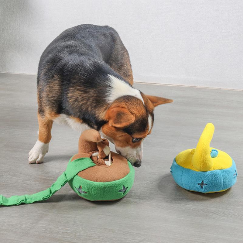 Interactive Dog Toys Funny Dog Sounding Toy Bite-resistant Pet Chew Toy Curling Shape Dog Toy Puppy Hiding Food Training Toys