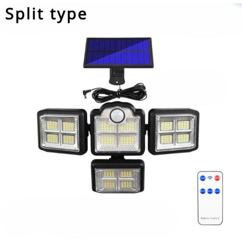 5000LM 198LED Solar Wall Light Four Head Rotating Split Waterproof Solar Outdoor Light Human Body Induction Garden Street Light