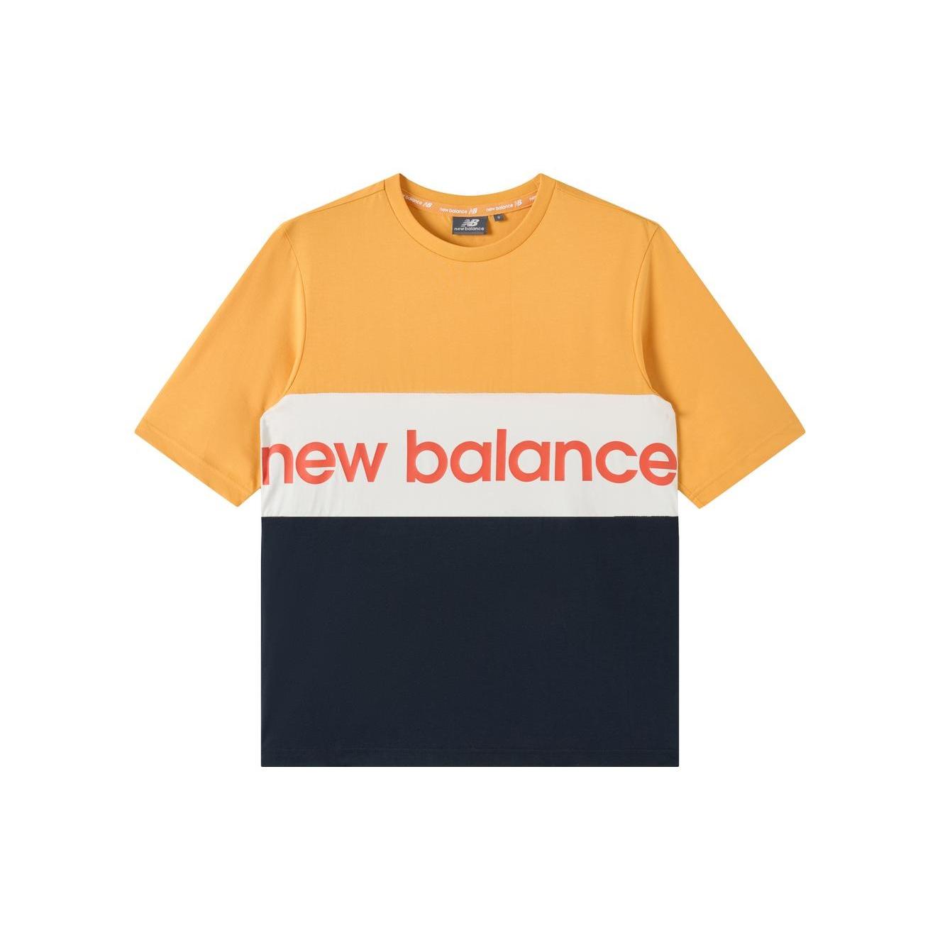 New Balance Logo Printed Colorblock Tee Asia Sizing Orange White Black Unisex NE92S023-YW L