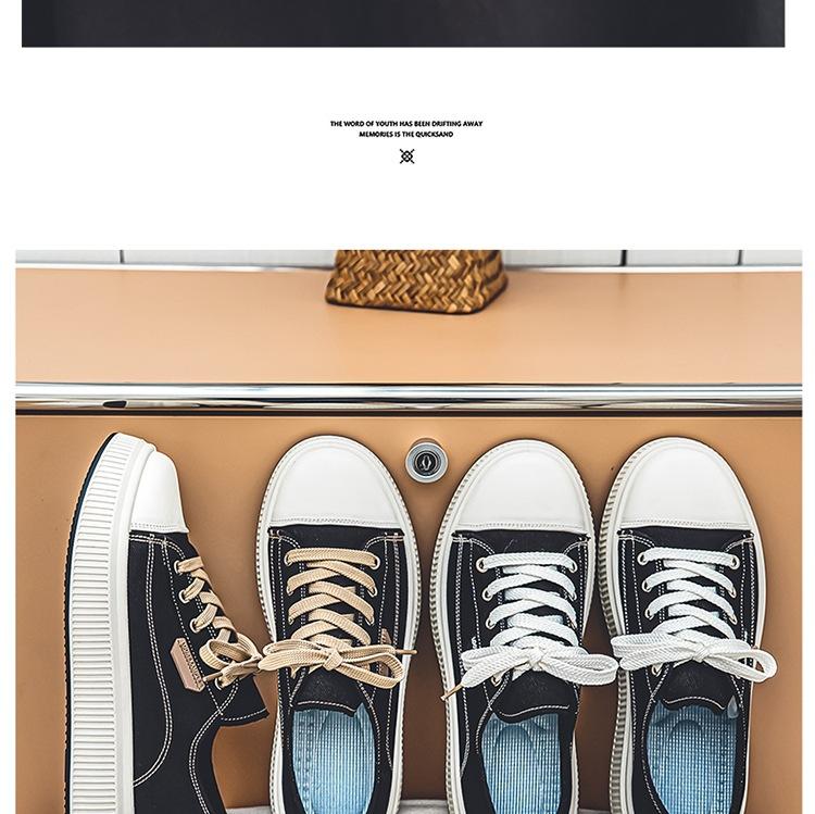 2025 spring low-top lace-up breathable canvas white shoes youth sports tide board shoes Korean version casual men's shoes
