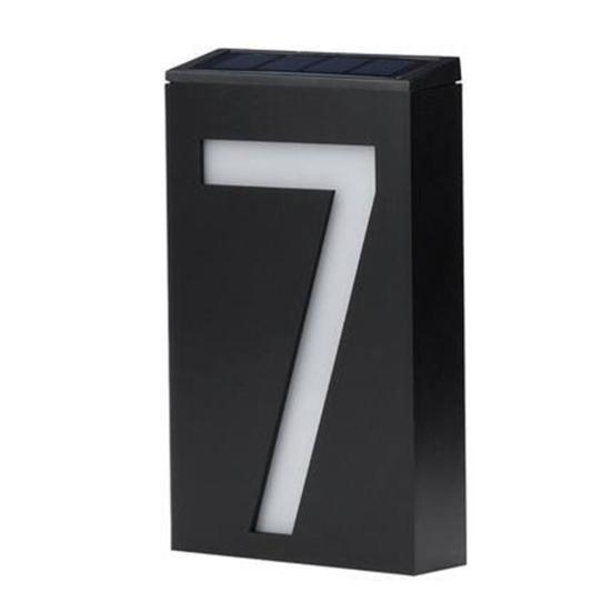 Solar Powered 0-9 LED Light House Address Number Street Road Doorplate Wall Lamp
