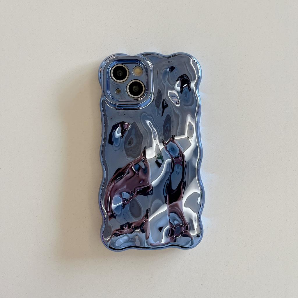 Stylische einfarbige stereoskopische Wellen-Knitter-Blasen-Handyhülle für iPhone 17 16 15 14 13 12 11 Pro Max Plus 17 Air