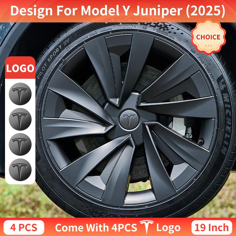 4PCS for New Tesla Model Y 2025-2026 Juniper 19in Turbine Style Hubcap Rim Cover Accessories Hub Cap Automobile Wheel Cap