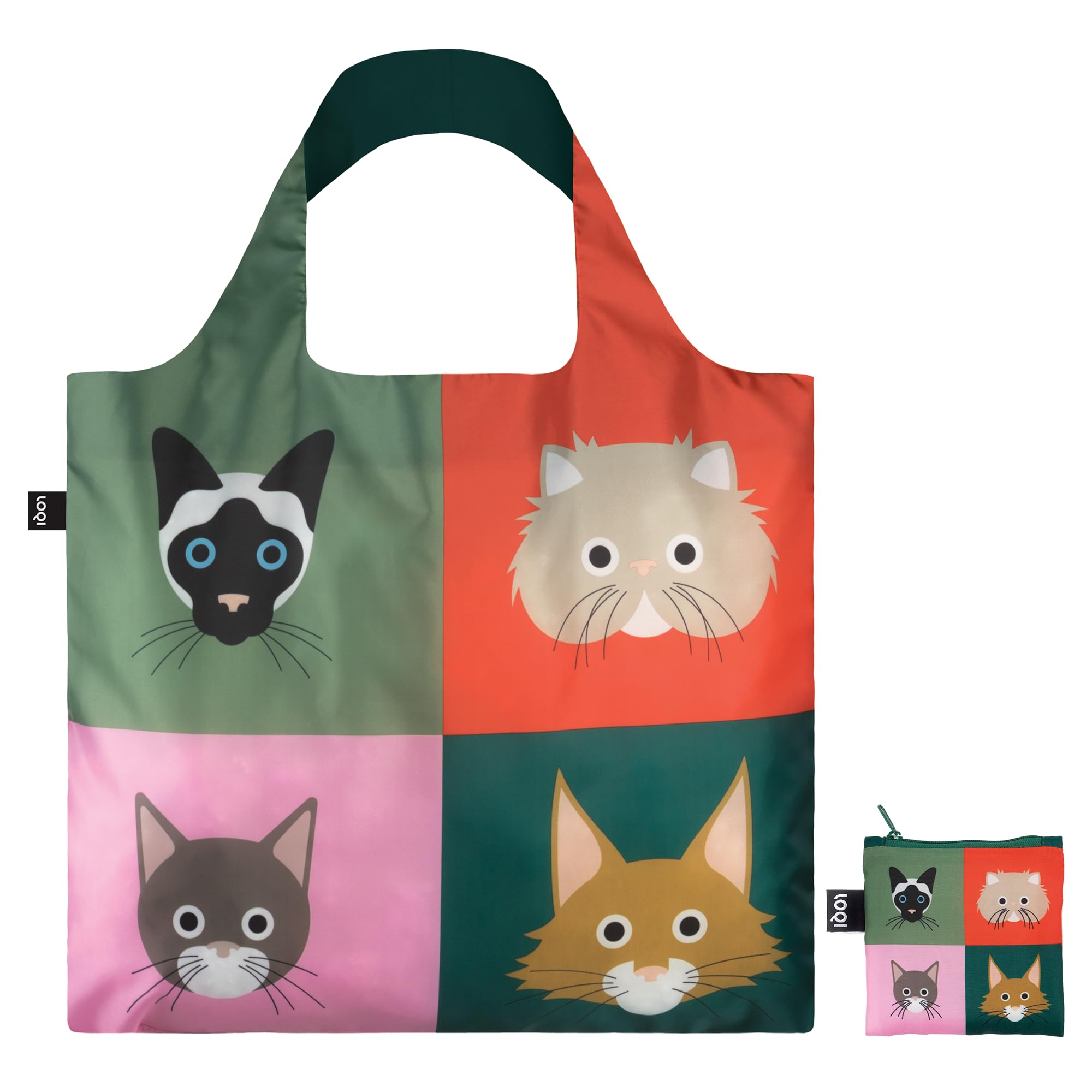 

LOQI Eco Bag Cat Animal Stephen Cheetham Recycled Foldable Stylish