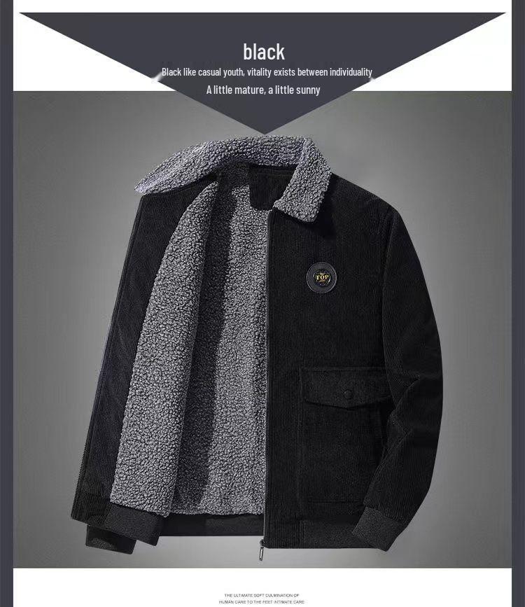 Chaqueta Cárdigan Unisex de Pana con Cremallera y Forro de Terciopelo Plus Otoño/Invierno 2025