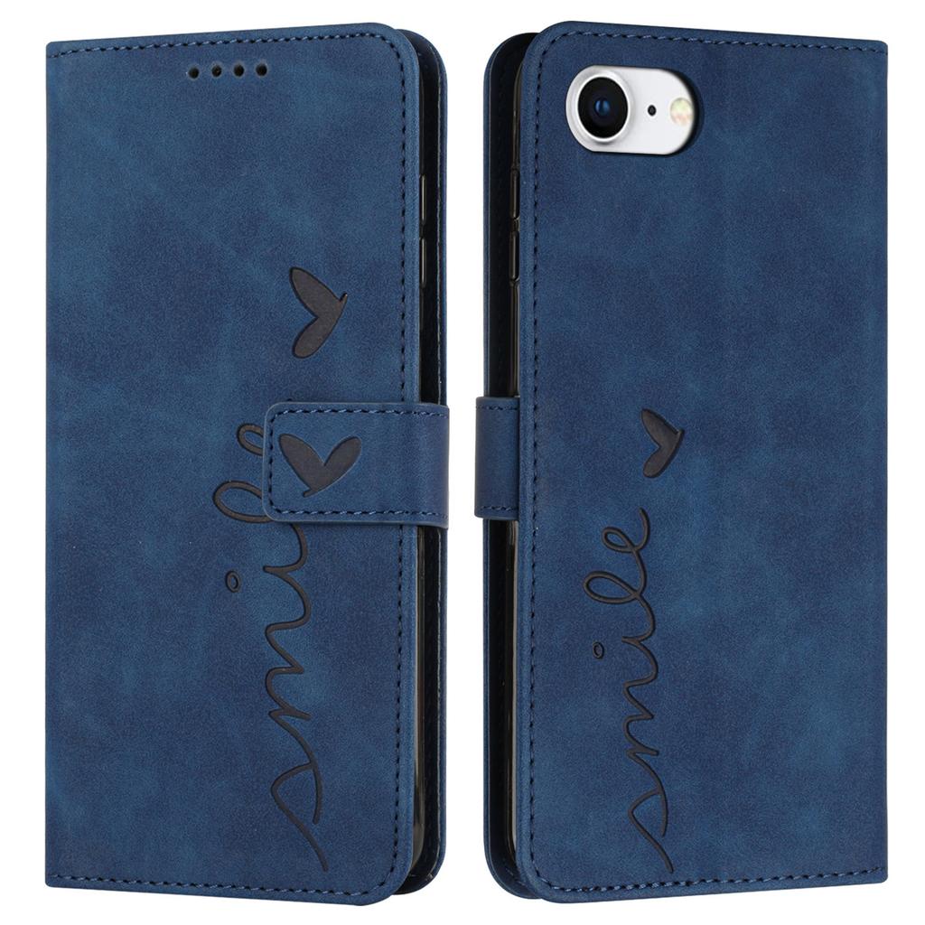 For iPhone 16e Case PU Leather Wallet Phone Cover Smile Love Heart Pattern
