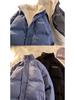 Men's Winter Stand Collar Thick Cotton Padded Jacket - Velvet Lining, Loose Fit Trendy Outerwear for Couples