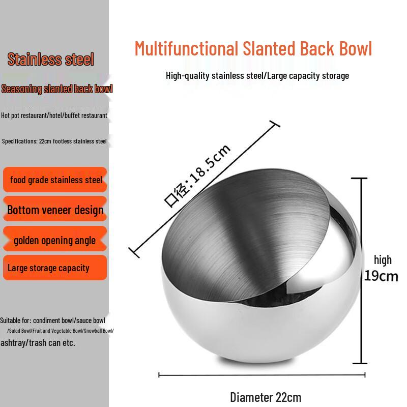 Homeglen Slanted Stainless Steel Condiment Bowl