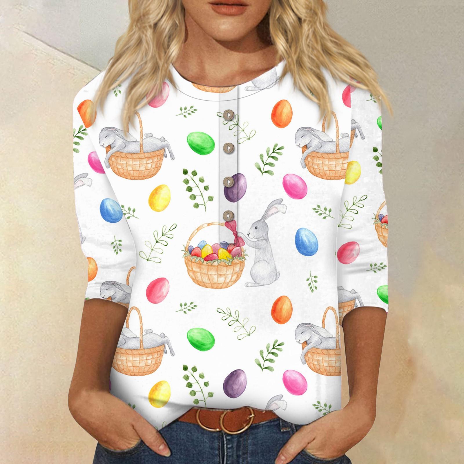 

Женский модный топ на пуговицах с семиточечным рукавом и круглым вырезом с принтом XL белый