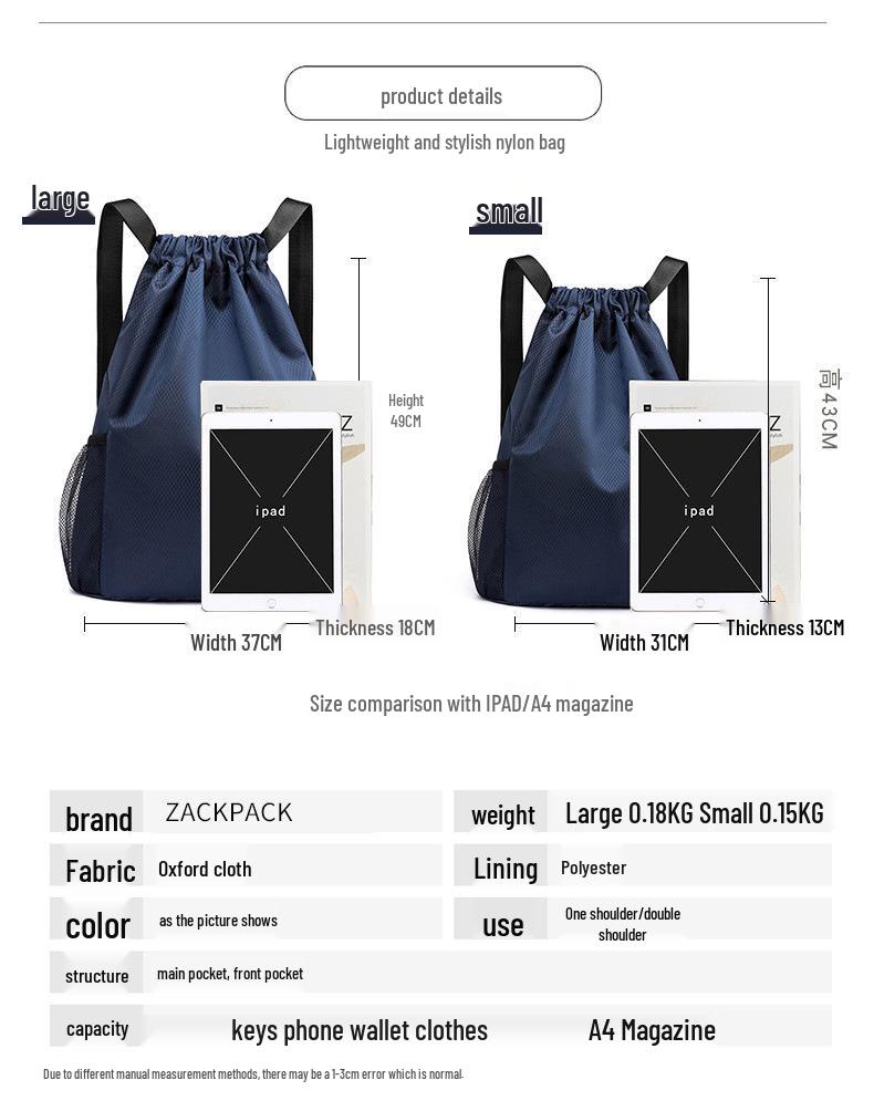 Unisex Logo Print Drawstring Backpack - Large Capacity Sports & Fitness Bag