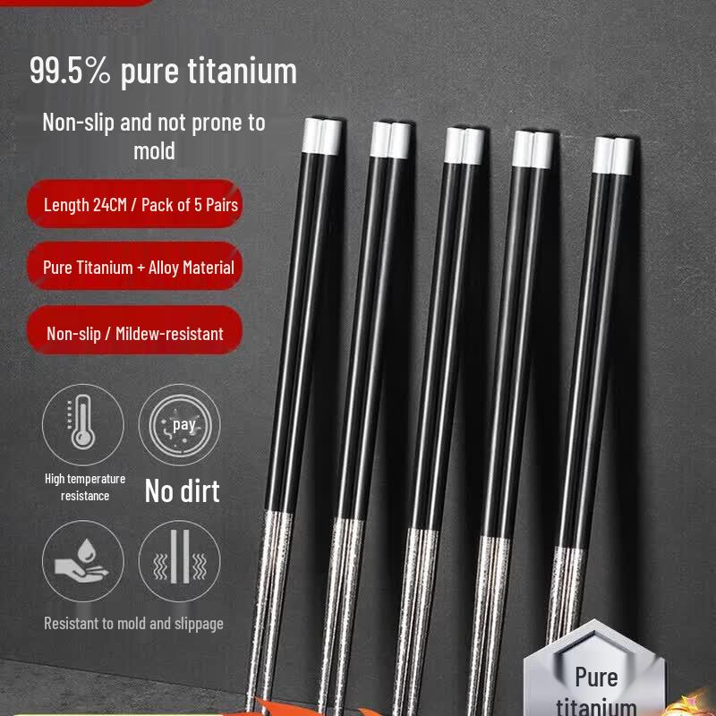 

Meichu Household Alloy Titanium Chopsticks Set (5 Pairs)