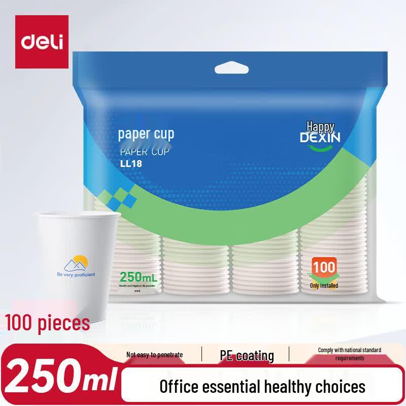 Deli 250ml Disposable Paper Cups