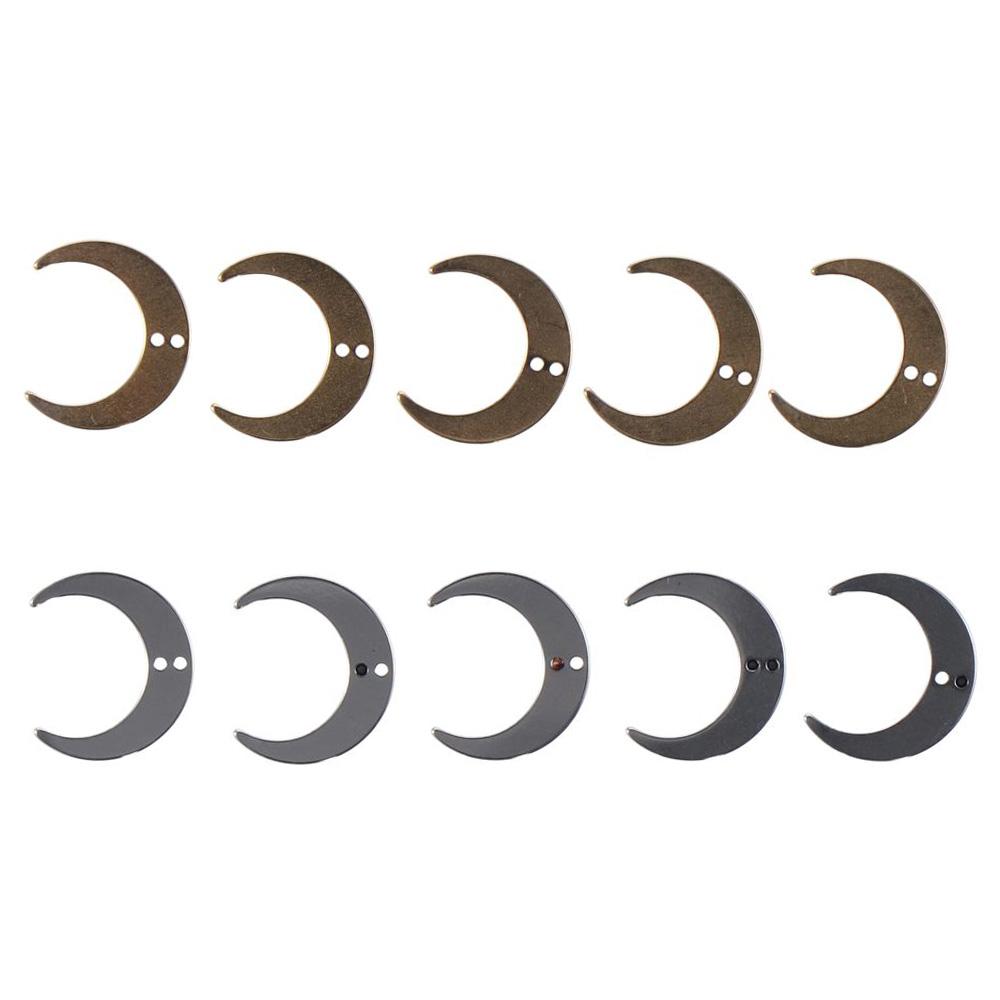 

20 шт., 2 цвета, подвески с луной, золото и серебро с двойными петлями, подвески с лунным разъемом для браслета