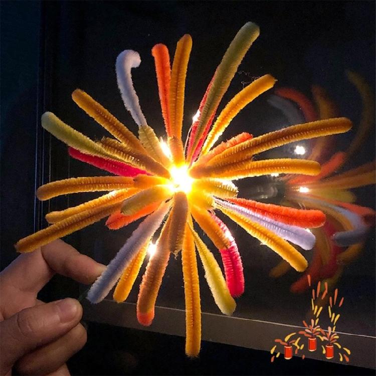 Colorful Fire Work Making Kits,Pipe Cleaners Kits Pipe Cleaners Arts Crafts Supplies for New Year Party Decors Kids Toy