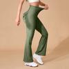 Women's Yoga Tight Pants Outdoor Sports Fitness Flared Pants With Pocket Crowns