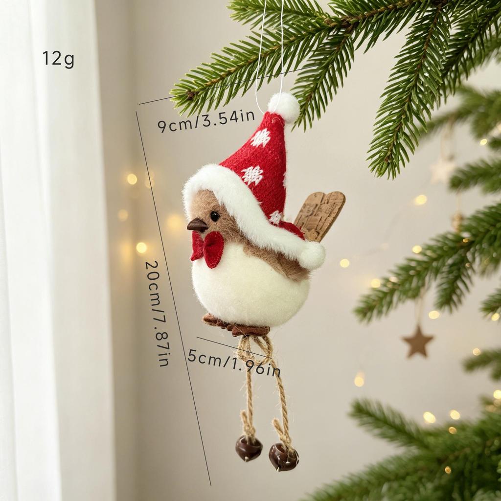 Nordic Christmas Bird Ornaments with Bells for Tree Decorations and Gifts