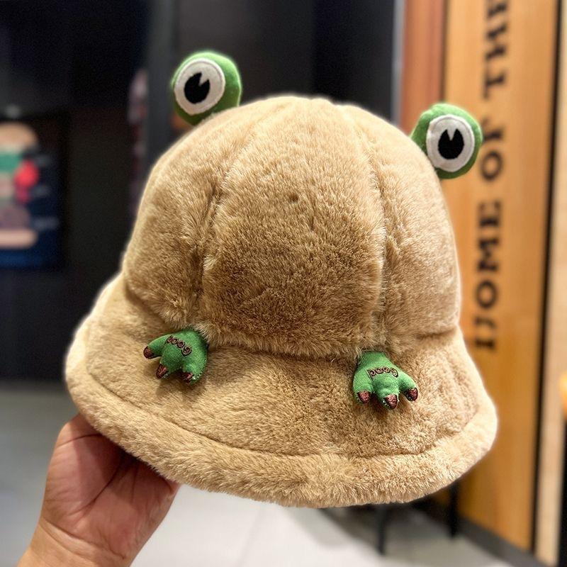 Fashion Autumn Winter Fisherman Hat Cute Soft Frog Hat Keep Warm Bucket Hats Outdoor