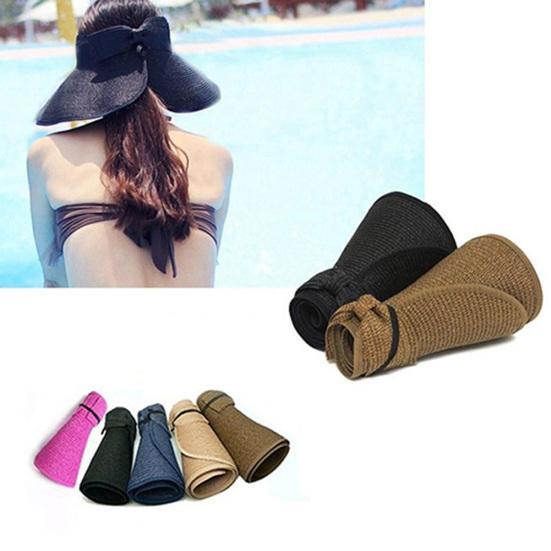 Sun Hat Foldable Wide Brim Breathable Elegant Girls Summer Bucket Sun Hat for Outdoors