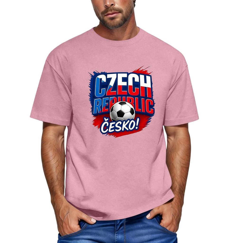 Men's Czech Republic Football Themed Short Sleeve Crew Neck T-Shirt Casual Fit Printed Top for Sports and Everyday Wear