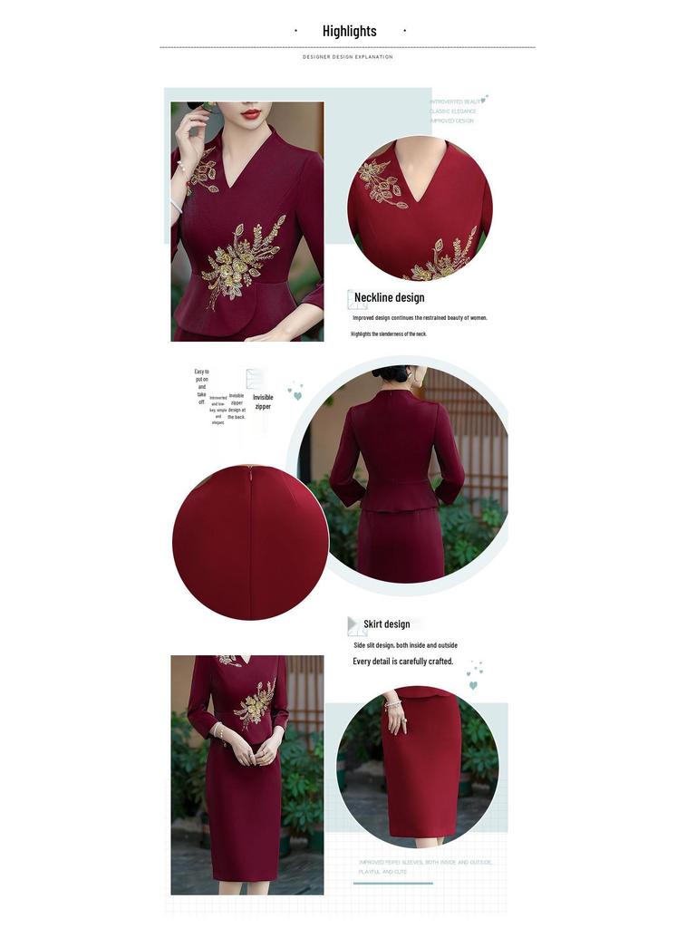 Elegantné čínské šaty Cheongsam pre matku nevesty: 2025 Štíhle spoločenské šaty na svadobnú hostinu